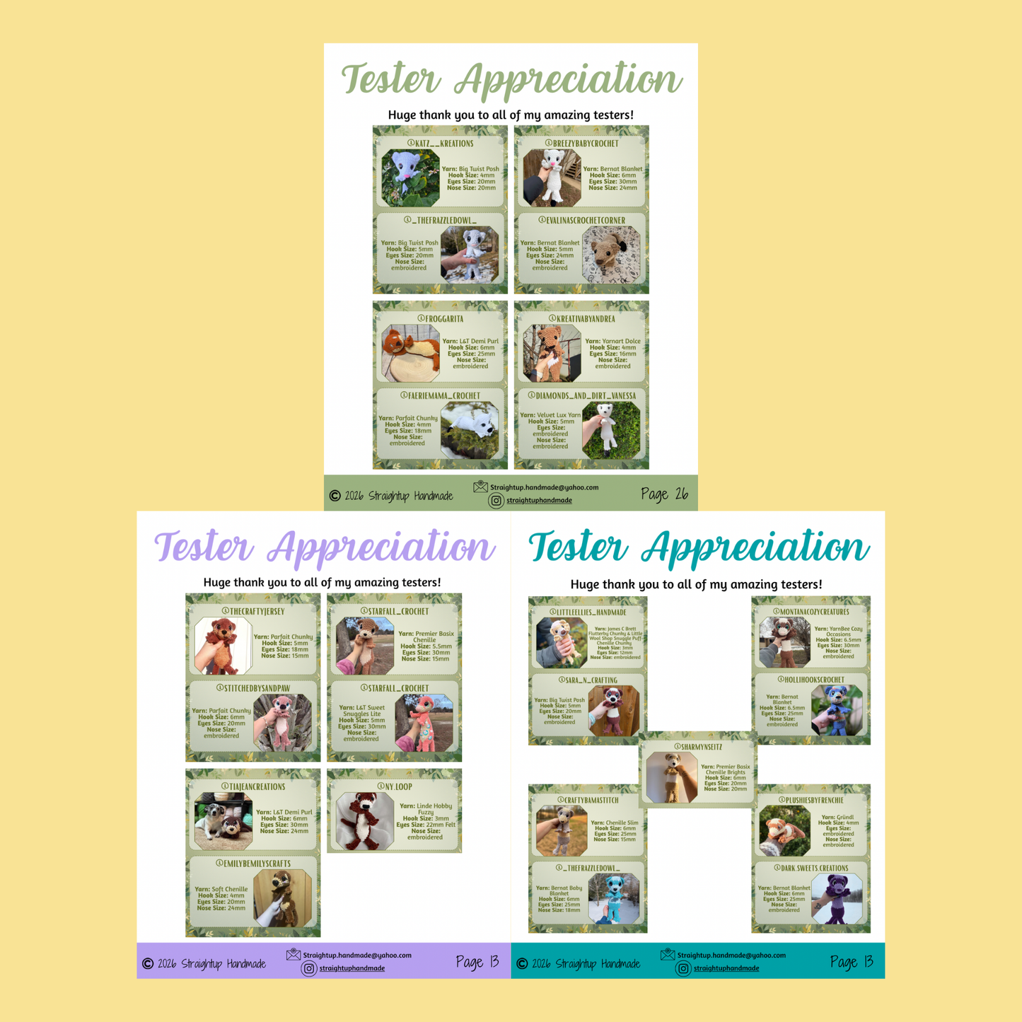 BUNDLE Ferret, Otter, Winter Weasel & Common Weasel LOW SEW Crochet Pattern