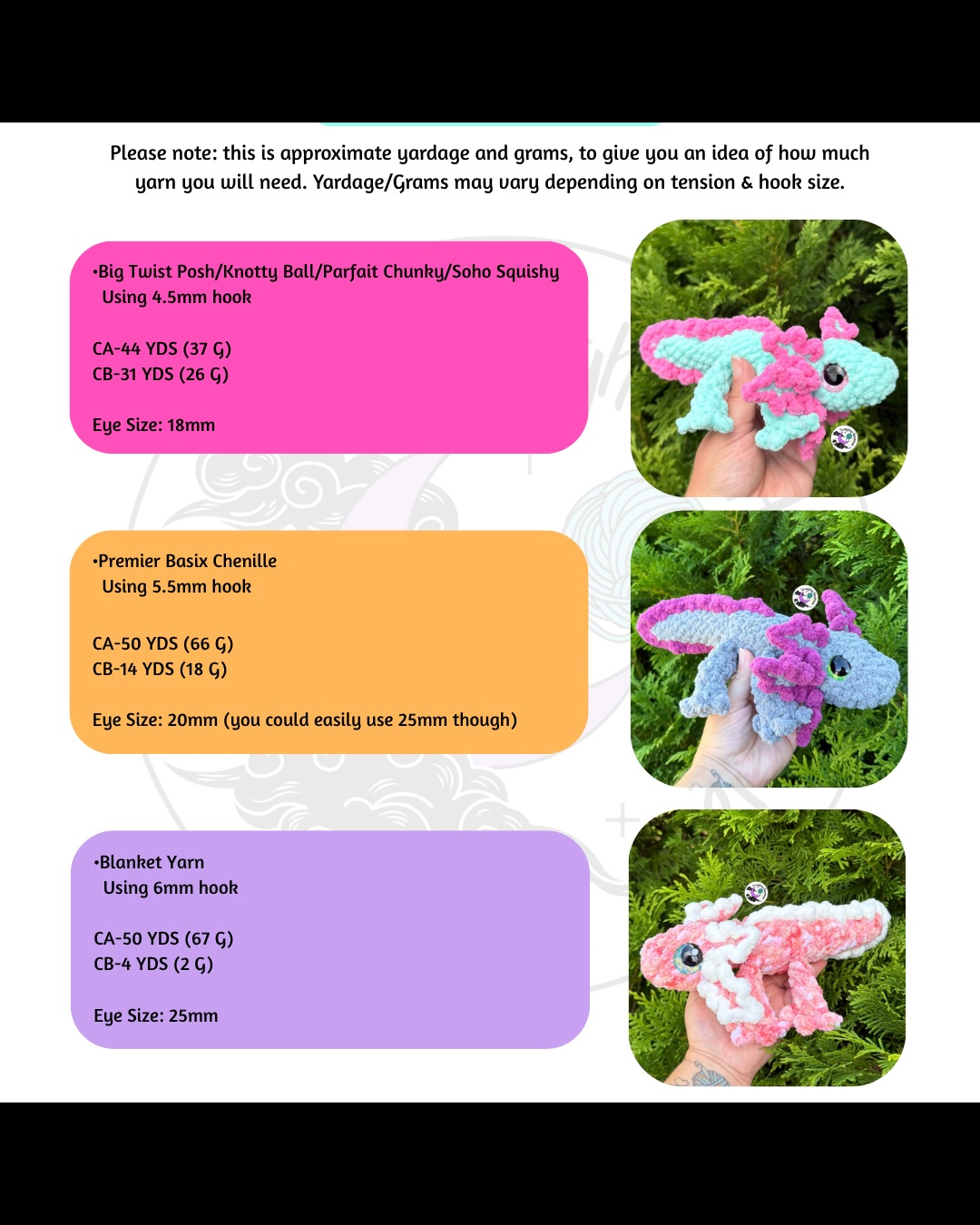 Aria the Baby Axolotl LOW SEW Crochet Pattern