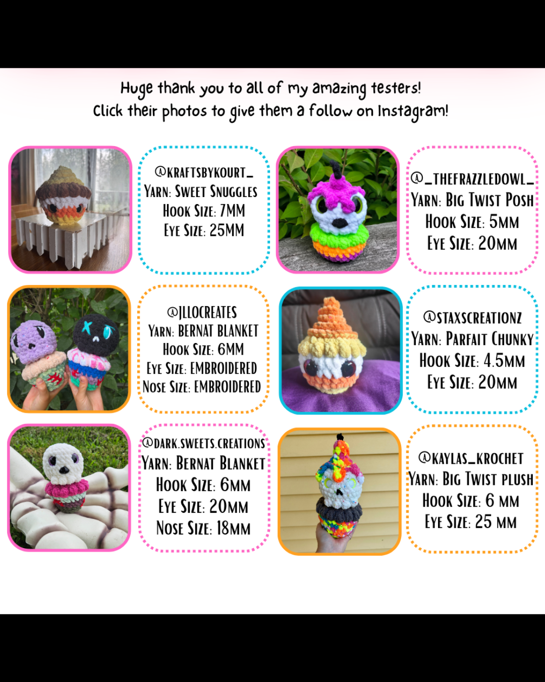 Spoopy NO SEW Cupcakes Crochet Pattern