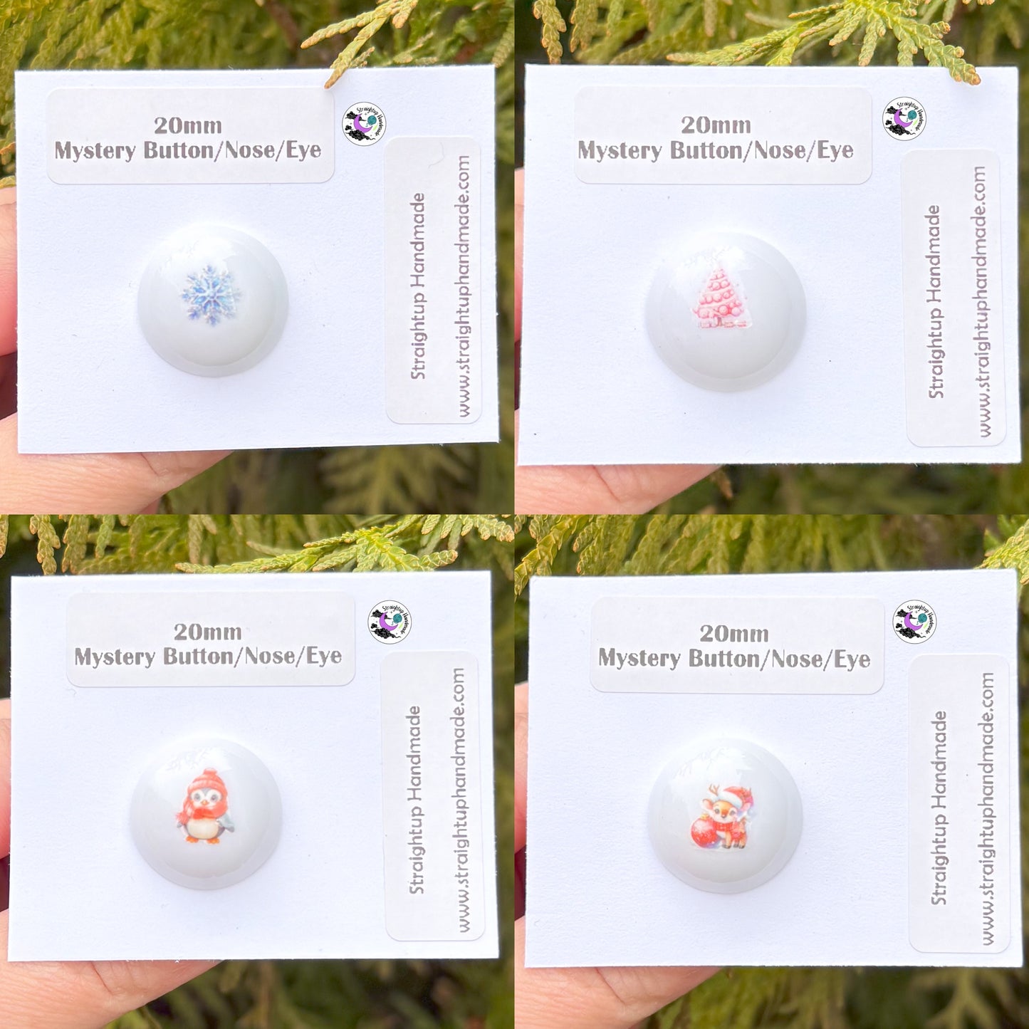 Mystery Winter Hand Painted Safety Button/Nose/Ornament/Eye