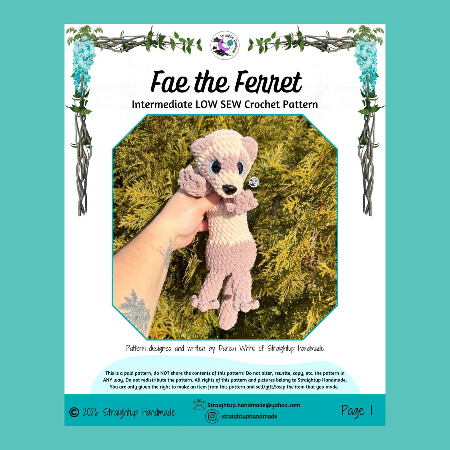Fae the Ferret LOW SEW Crochet Pattern