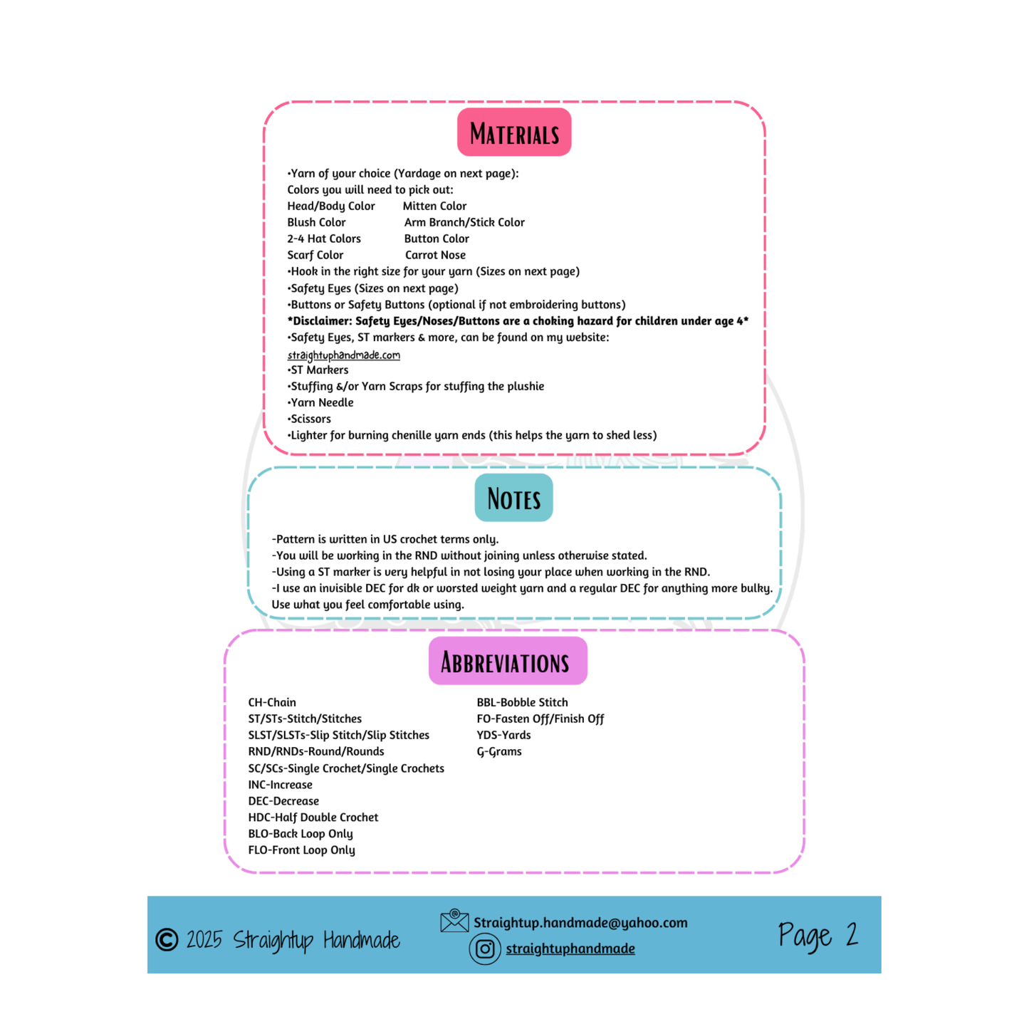 Skye the Snowman LOW SEW Crochet Pattern