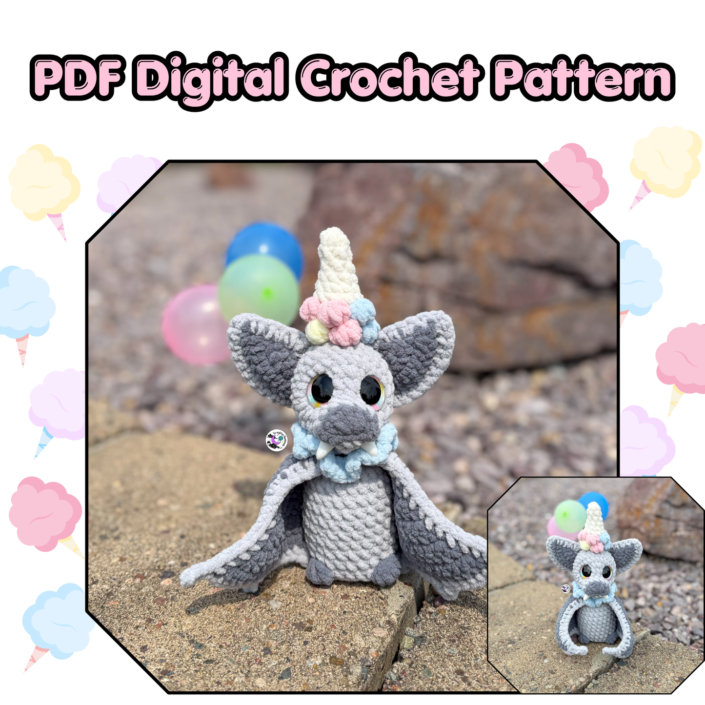 Cotton Candy Bat Crochet Pattern