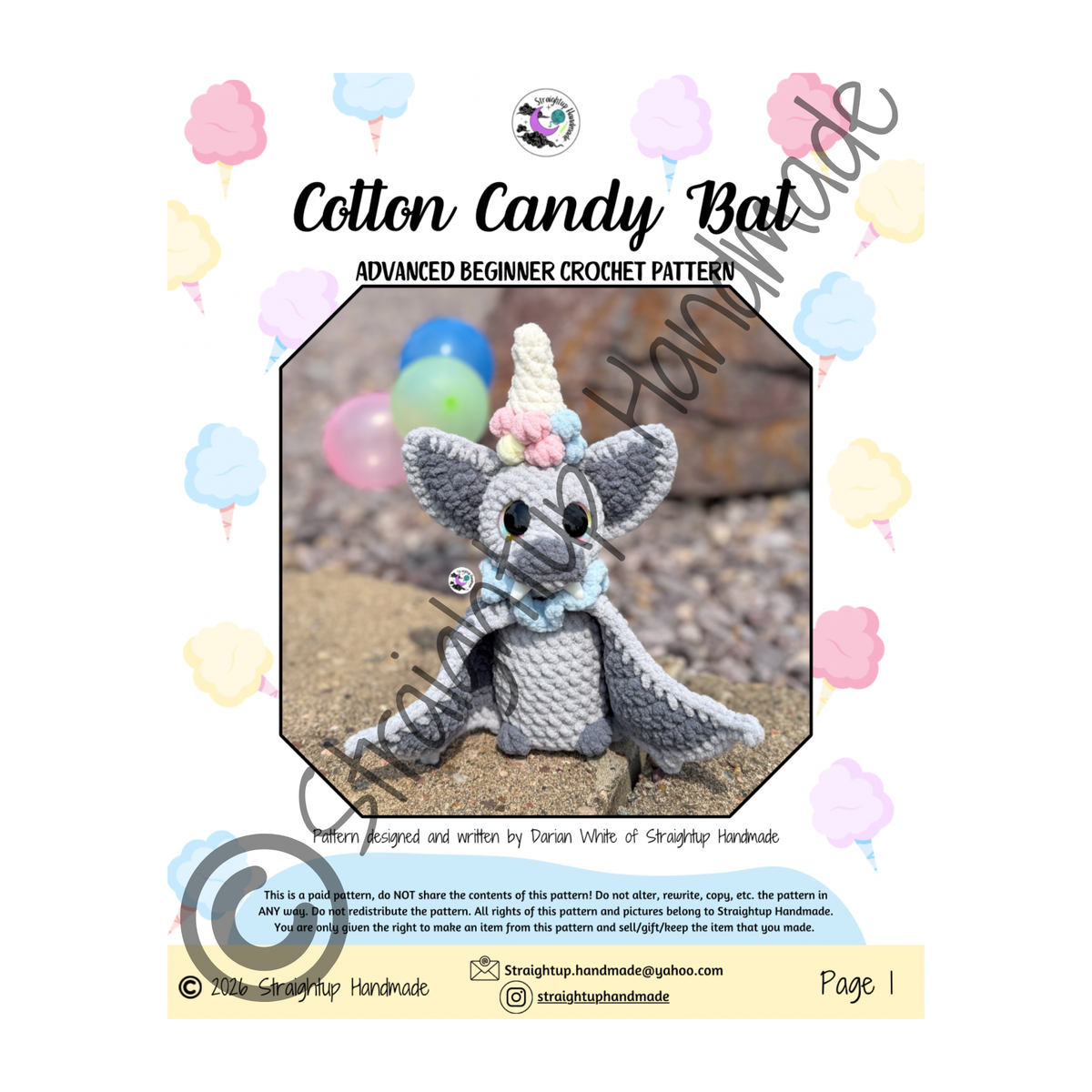 Cotton Candy Bat Crochet Pattern