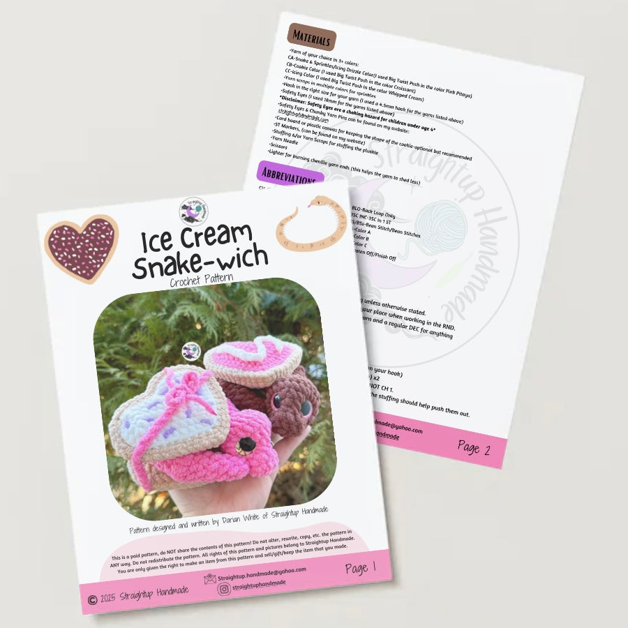 Ice Cream Snake-wich Crochet Pattern