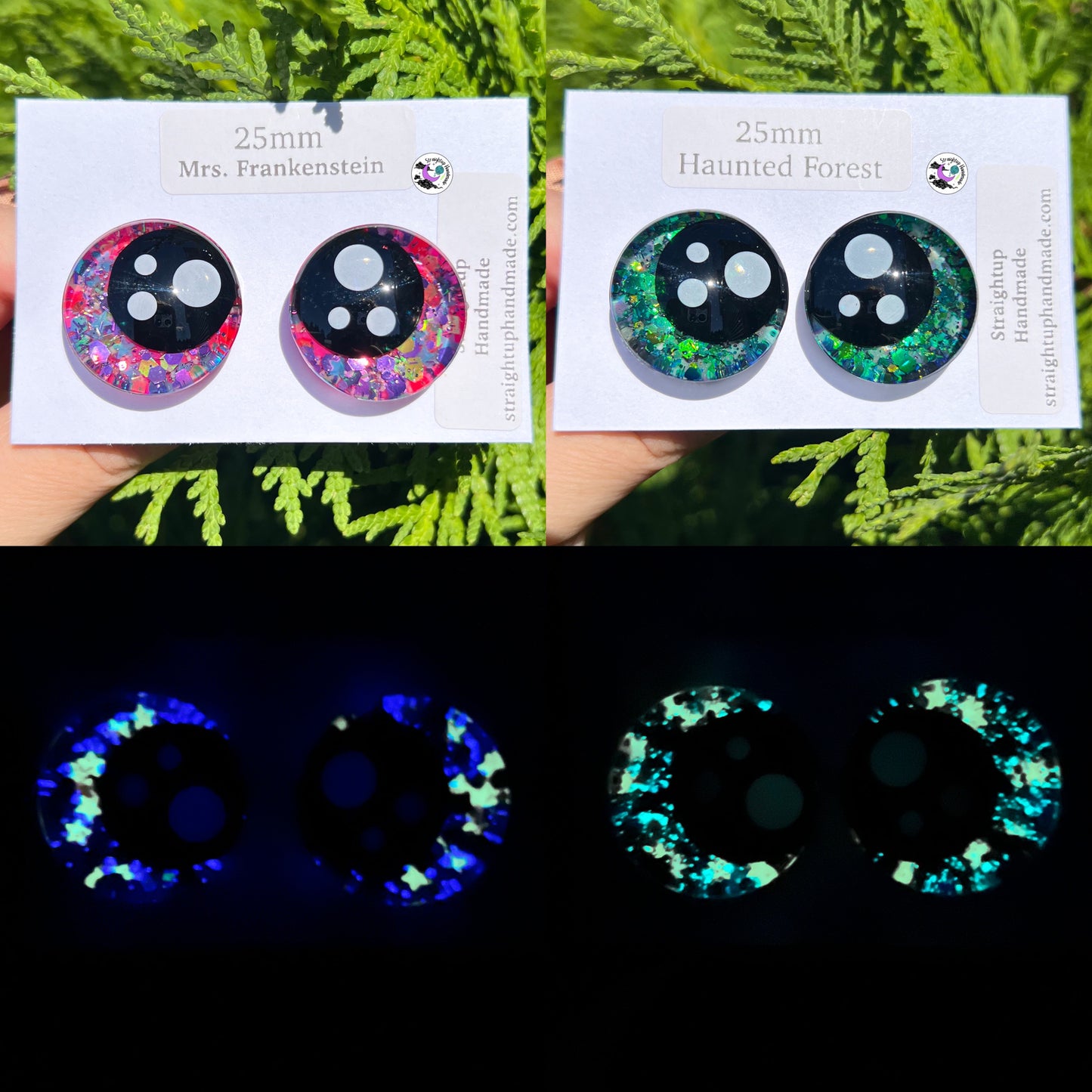 Glow in the Dark Cartoon Black Kawaii Safety Eyes