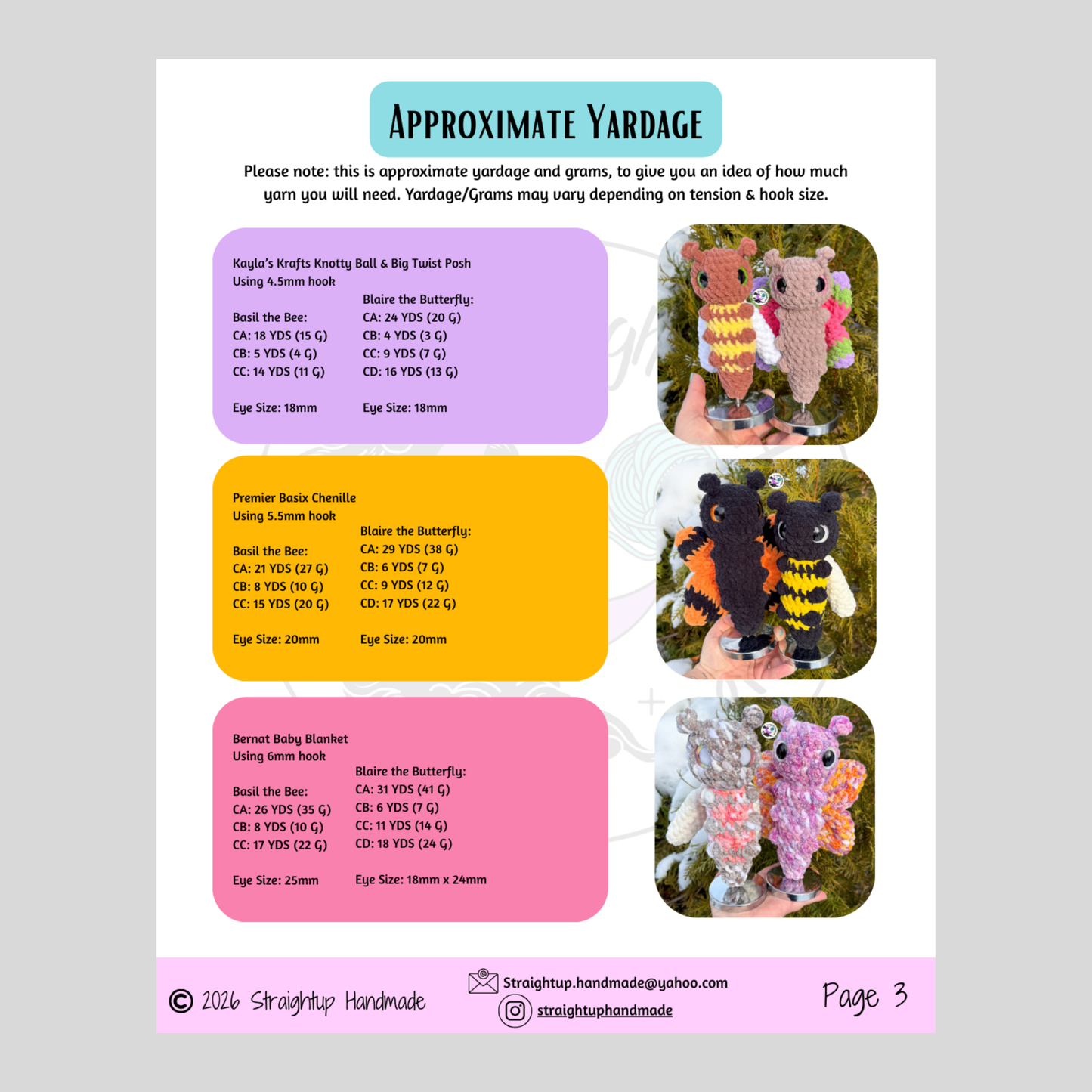 Basil the Bee & Blaire the Butterfly LOW SEW Crochet Pattern