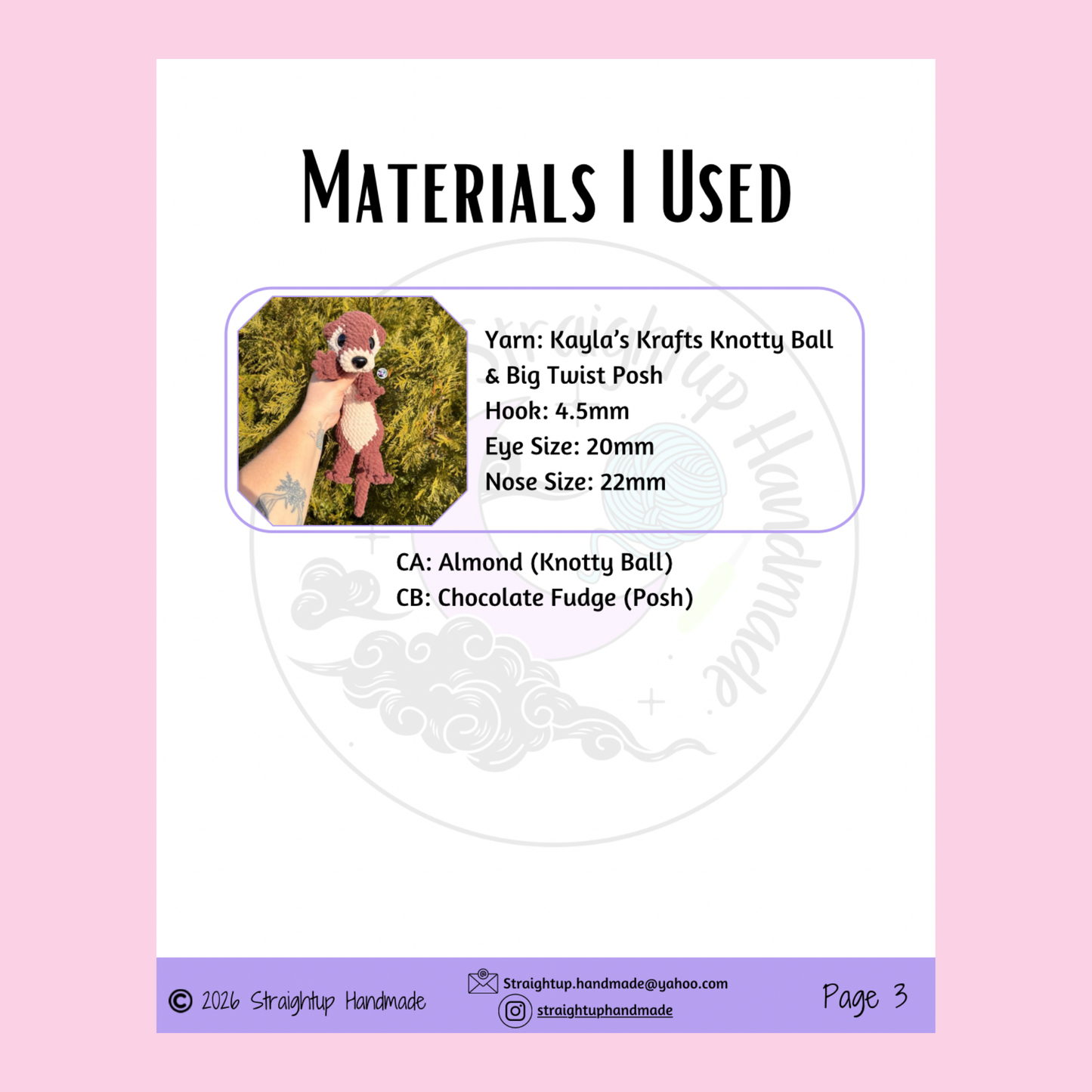 Oaklee the Otter LOW SEW Crochet Pattern