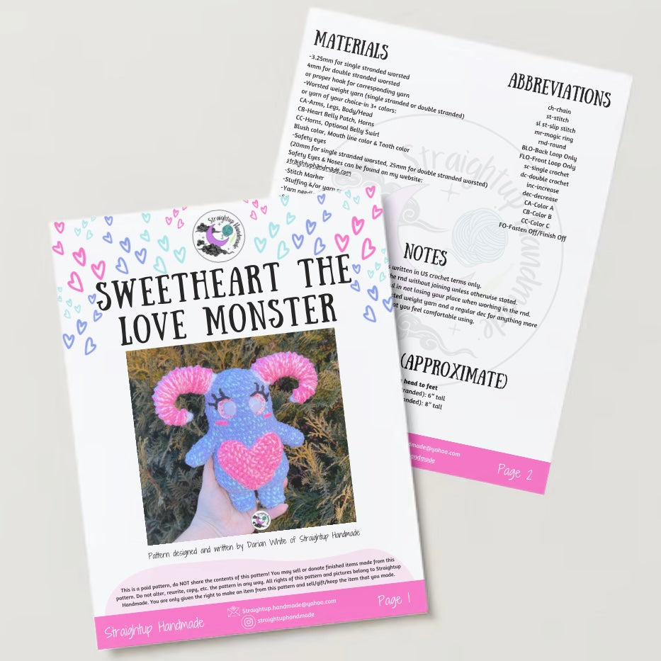 Sweetheart the Love Monster Crochet Pattern